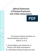 LEsson 8 AddingSubtracting RE With Unike Denominators