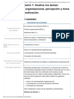 Examen - (AAB01) Cuestionario 1 - Analice Los Temas - Comportamiento Organizacional, Percepción y Toma de Decisiones y Motivación - 1p1ORGANIZACIONAL