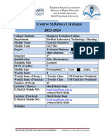 1st Semester General Chemistry Course Catalogue Morning 2023 2024