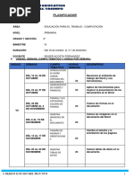 Planificador 4 Bimestre Educacion para El Trabajo-4to Primaria