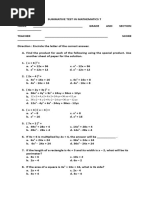 Summative Test in Math 7