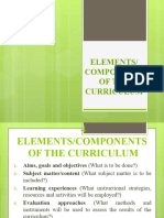 Elements and Components of Curriculum