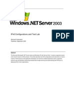 Ipv6 Configurations and Test Lab: Microsoft Corporation Published: September 2002