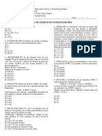 Lista de Exercícios Estequiometria