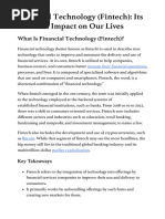 Financial Technology (Fintech) - Its Uses and Impact On Our Lives