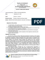 Activity Completion Report-SHS PTA MEETING