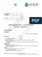 Grade 10 (Edexcel) Economics II