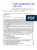 Atividades de Ortografia Com As Letras LH e Li