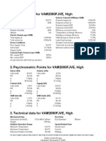 Selection Data For VAM2000FJVE, High: Indoor Conditions