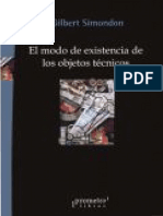 Cap 1 de Simondon Gilbert - El Modo de Existencia de Los Objetos Tecnicos