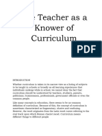 The Teacher As A Knower of Curriculum