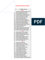 Listado de Cartas Faltantes