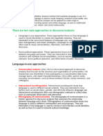 Approaches To Discourse Analysis