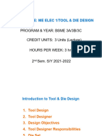 Course Code: Me Elec 1/tool & Die Design