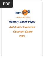 AAI Junior Executive Common Cadre 2023 Memory Based Paper