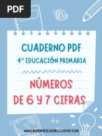 Cuaderno Numeros Naturales 6 y 7 Cifras - 4 Curso Educacion Primaria