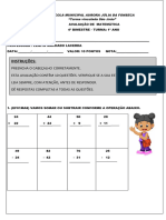 Avaliação 1 Ano Matemática 4º Bimestre