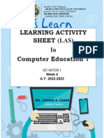 LAS LEARNING ACTIVITY SHEET FOR GRADE 7 Keyboard