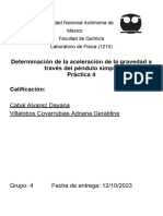 Practica 4 Determinación de La Aceleración de La Gravedas A Travós de Un Pendulo Simple