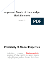 Important Trends of The S and P-Block Elements