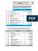 Cuadro de Presupuesto Integral