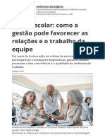 Clima Escolar - Como A Gestão Pode Favorecer As Relações e o Trabalho Da Equipe