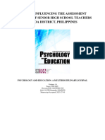 Factors Influencing The Assessment Practices of Senior High School Teachers in Goa District, Philippines