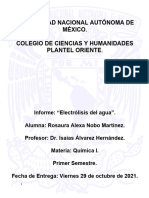 Informe Electrólisis Del Agua - Rosaura Alexa Nobo Martínez