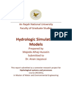 Hydrologic Simulation Models: An Najah National University Faculty of Graduate Studies