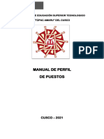 Manual de Perfil de Puestos: Instituto de Educación Superior Tecnologico "Túpac Amaru" Del Cusco