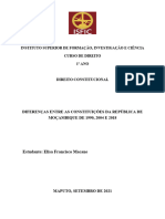 Difertenças Entre As Constituições de 1990, 2004 e 2018 EFM