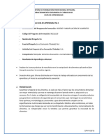 Guía de Aprendizaje Manipulación de Alimentos