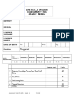 Life Skills English Assessment Task Grade 1 Term 4 2021