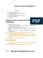 Ngredientes para La Receta de Catalinas o Paledonias