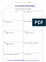 Evaluate Expressions Worksheet