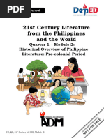 21st Century Lit SHS - Q1 - Mod2 - Pre Colonial Period - VerFinal 1