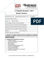 Plano de Trabalho Docente - 2017 Ensino Técnico: Etec Sylvio de Mattos Carvalho - Unidade 103 - 1º Semestre de 2016