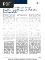 Providing Higher Value Care Through Population Health Management: What Is The Radiologist 'S Role?