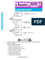 Clases de Sujeto para Quinto de Primaria