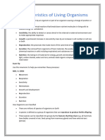 Characteristics of Living Organisms