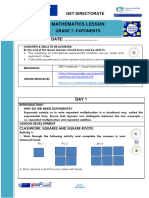 Lesson Plan Gr. 7 Mathematics Term 1 Week 4 EXPONENTS Lesson 1&2