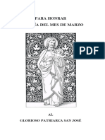 Para Honrar Cada Día Del Mes de Marzo: AL Glorioso Patriarca San José