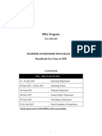 BBA Program : Summer Internship Program-I Handbook For Class of 2025