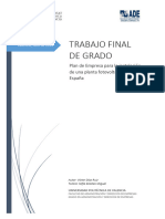 Plan de Empresa para La Instalación de Una Planta Fotovoltaica en España