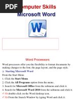 Computer Skills: Microsoft Word