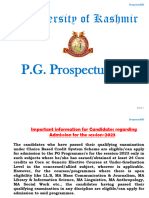 Kashmir University Prospectus 2023