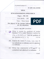 PH 101 ENPH Question Paper 2014