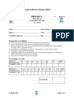 Physics - Physics Form 3 Paper 3 Confidential Report - Zeraki Achievers 1.0 - Question Paper