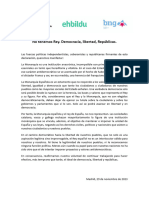 Comunicado Conjunto de ERC, Bildu y BNG: 'No Tenemos Rey. Democracia, Libertad, Repúblicas'