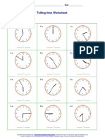 Telling Time Worksheet